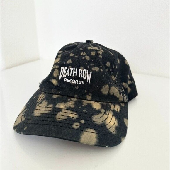 Death Row Records Acid Wash Bleach Spot Baseball Cap Black Cotton Adjustable - Picture 1 of 6
